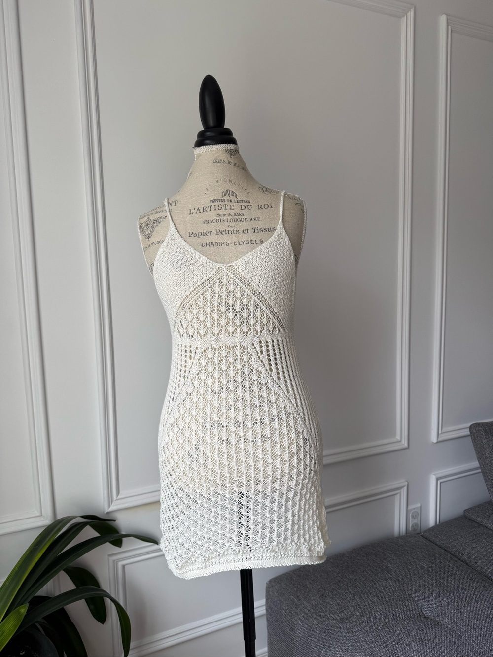 White Crochet Cover Up Mini Dress